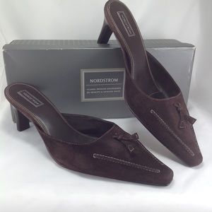Nordstrom Niche Chocolate Suede Slip-on Mules